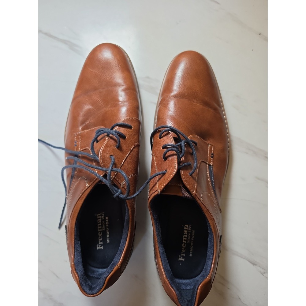 Freeman Tate Men's Leather Oxford Shoes Brown/Blue Memory Foam 12